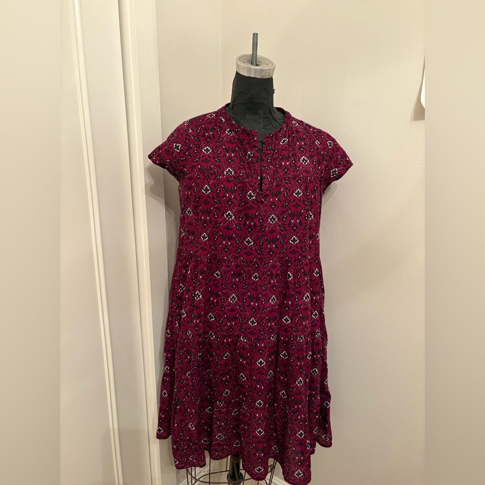 Roller Rabbit Red Cap Sleeve Dress with small v neck